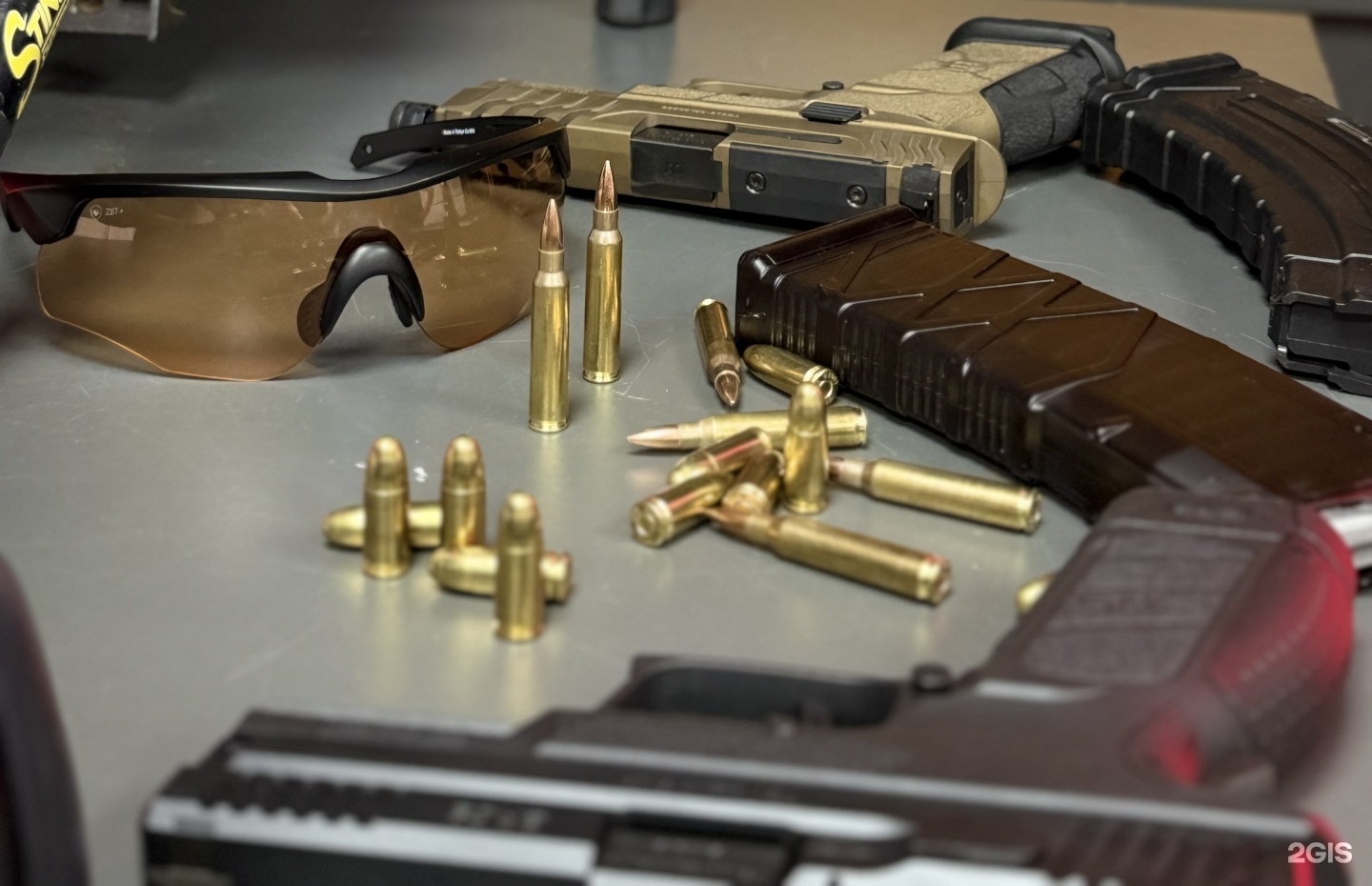Safety glasses and equipment at Point shooting range